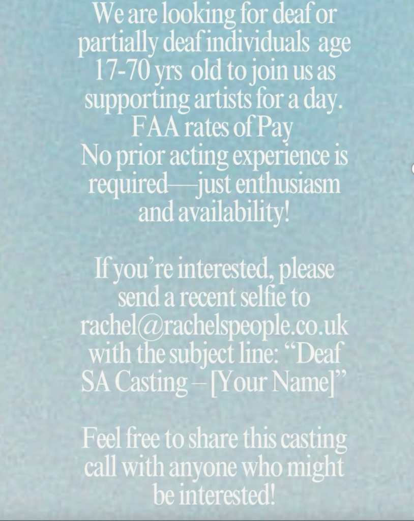 Casting Notice - March 2025 - DEAF MOVIE DATABASE